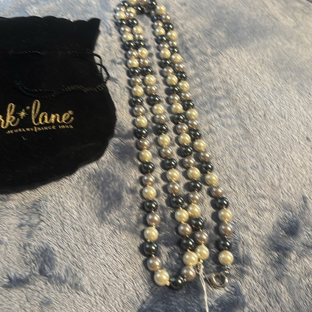 Park Lane white silver and black pearl necklace 23” - Picture 2 of 6